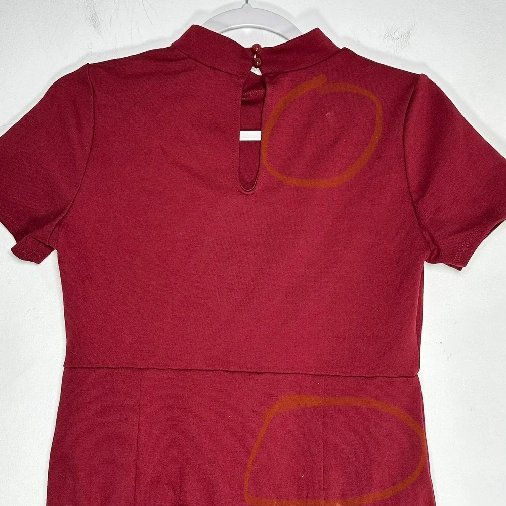 Fashion Nova Kennedy Short Sleeve Drop Waist Mini Dress Wine‎ Red Large
